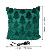 Christmas Tree Plush USB Heated Throw Pillow – Festive Decorative Cushion with Adjustable Temperature and Timer for Cozy Warmth at Home or Office (DarkGreen) In Australia - Darrahopens