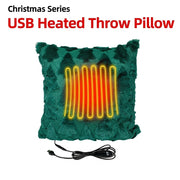 Christmas Tree Plush USB Heated Throw Pillow – Festive Decorative Cushion with Adjustable Temperature and Timer for Cozy Warmth at Home or Office (DarkGreen) In Australia - Darrahopens