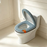 USB-Powered Heated Toilet Seat Cover Set with Soft Plush Fabric, Adjustable Temperature & Timer, Easy-to-Clean PU Leather Bottom, Suitable for Cold Season Home Use (Blue)