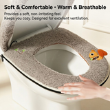 USB-Powered Heated Toilet Seat Cover Set with Soft Plush Fabric, Adjustable Temperature & Timer, Easy-to-Clean PU Leather Bottom, Suitable for Cold Season Home Use (Blue)