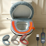 USB-Powered Heated Toilet Seat Cover Set with Soft Plush Fabric, Adjustable Temperature & Timer, Easy-to-Clean PU Leather Bottom, Suitable for Cold Season Home Use (Red) In Australia - Darrahopens