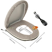 USB-Powered Heated Toilet Seat Cover Set with Soft Plush Fabric, Adjustable Temperature & Timer, Easy-to-Clean PU Leather Bottom, Suitable for Cold Season Home Use (Red)