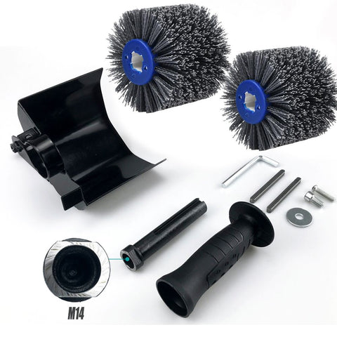 Nylon Abrasive Wire Drum Polishing Wheel for Portable Belt Sander and Angle Grinder, Rotary Brush for Wood Sanding, Metal Drawing, Rust Removal, Deburring and Surface Finishing (M14 Kit with 2 Wire Drawing Wheels) In Australia - Darrahopens