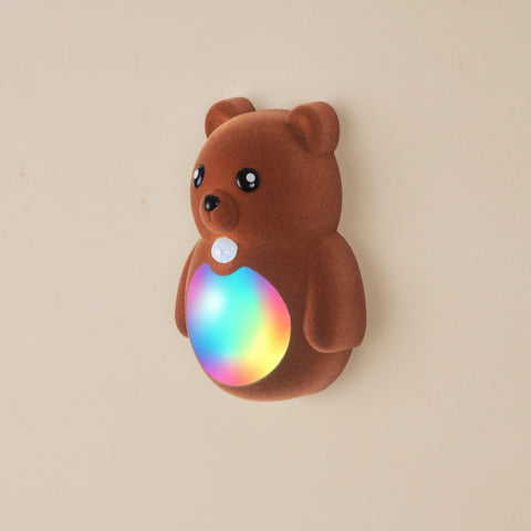 Cartoon Bear Motion Sensor Night Light, Rechargeable Magnetic Wall Lamp with Soft Plush Surface, Warm White and Rainbow Gradient Glow, Adorable Bear Shape for Nursery, Hallway, Stairs, Bedroom and Kitchen (1PCS, Brown) In Australia - Darrahopens