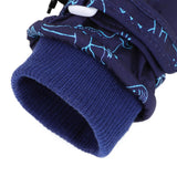 Kids' Dinosaur Patterned Warm Ski Mittens with Waterproof Shell, Adjustable Wrist Straps, and Anti-Loss Clip for Winter Outdoor Play, Snow, and Cold Weather Adventures (L, Pink)