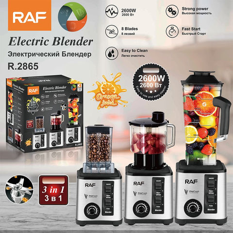 3-in-1 Multifunctional Electric Blender with Stainless Steel Body and Three Interchangeable Jars for Juicing, Grinding, and Food Prep in the Home Kitchen (Silver) In Australia - Darrahopens