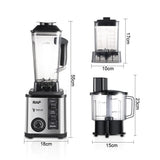 3-in-1 Multifunctional Electric Blender with Stainless Steel Body and Three Interchangeable Jars for Juicing, Grinding, and Food Prep in the Home Kitchen (Silver)