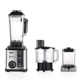 3-in-1 Multifunctional Electric Blender with Stainless Steel Body and Three Interchangeable Jars for Juicing, Grinding, and Food Prep in the Home Kitchen (Silver)