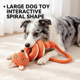Spiral Plush Tug Toy for Large Dogs with Crinkle Sound and Durable Cotton Rope, Fox & Rabbit Designs – Perfect for Tug-of-War, Fetch, and Chewing Fun Indoors and Outdoors (Fox)