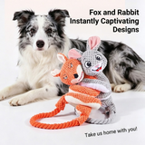 Spiral Plush Tug Toy for Large Dogs with Crinkle Sound and Durable Cotton Rope, Fox & Rabbit Designs – Perfect for Tug-of-War, Fetch, and Chewing Fun Indoors and Outdoors (Fox)