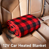 12V Car Electric Blanket for Cozy Winter Travel – Soft Fleece Heating Throw for Cars, Trucks, RVs, and Camping – Dual-Color Plaid Design with Warm Sherpa Lining – Portable, Safe, and Energy-Efficient (Black)