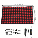 12V Car Electric Blanket for Cozy Winter Travel – Soft Fleece Heating Throw for Cars, Trucks, RVs, and Camping – Dual-Color Plaid Design with Warm Sherpa Lining – Portable, Safe, and Energy-Efficient (Red)