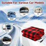 12V Car Electric Blanket for Cozy Winter Travel – Soft Fleece Heating Throw for Cars, Trucks, RVs, and Camping – Dual-Color Plaid Design with Warm Sherpa Lining – Portable, Safe, and Energy-Efficient (Red)