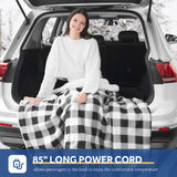 12V Car Electric Blanket for Cozy Winter Travel – Soft Fleece Heating Throw for Cars, Trucks, RVs, and Camping – Dual-Color Plaid Design with Warm Sherpa Lining – Portable, Safe, and Energy-Efficient (Red)