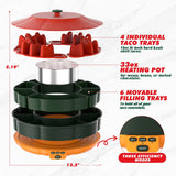Darrahopens Home & Garden > Kitchenware > Cutlery 360° Rotating Taco Party Serving Set with 33oz Chocolate Fondue Warmer, Multi-Compartment Condiment Tray and Taco Holder for Family Gatherings, Game Nights and Outdoor Picnics. (Orange base, Green tray, Red lid) In Australia - Darrahopens