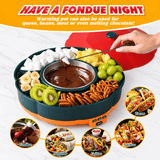 Darrahopens Home & Garden > Kitchenware > Cutlery 360° Rotating Taco Party Serving Set with 33oz Chocolate Fondue Warmer, Multi-Compartment Condiment Tray and Taco Holder for Family Gatherings, Game Nights and Outdoor Picnics. (Orange base, Green tray, Red lid) In Australia - Darrahopens