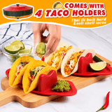 Darrahopens Home & Garden > Kitchenware > Cutlery 360° Rotating Taco Party Serving Set with 33oz Chocolate Fondue Warmer, Multi-Compartment Condiment Tray and Taco Holder for Family Gatherings, Game Nights and Outdoor Picnics. (Orange base, Green tray, Red lid) In Australia - Darrahopens