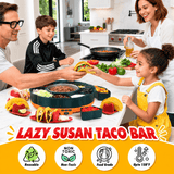 Darrahopens Home & Garden > Kitchenware > Cutlery 360° Rotating Taco Party Serving Set with 33oz Chocolate Fondue Warmer, Multi-Compartment Condiment Tray and Taco Holder for Family Gatherings, Game Nights and Outdoor Picnics. (Orange base, Green tray, Red lid) In Australia - Darrahopens
