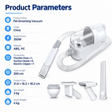 Five-in-One Pet Grooming Vacuum Kit with Clippers, Deshedding Brush and 200cm Hose for Home and Salon Use, White (White) In Australia - Darrahopens