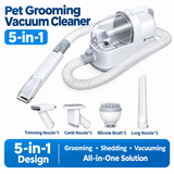 Five-in-One Pet Grooming Vacuum Kit with Clippers, Deshedding Brush and 200cm Hose for Home and Salon Use, White (White) In Australia - Darrahopens