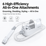 Five-in-One Pet Grooming Vacuum Kit with Clippers, Deshedding Brush and 200cm Hose for Home and Salon Use, White (White) In Australia - Darrahopens