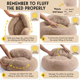 Cozy Plush Donut Pet Bed with Raised Rim, Washable Faux Fur Cat & Dog Couch, Winter Warm Supportive Nest for Small to Large Breeds (L, Brown) In Australia - Darrahopens