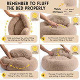 Cozy Plush Donut Pet Bed with Raised Rim, Washable Faux Fur Cat & Dog Couch, Winter Warm Supportive Nest for Small to Large Breeds (L, Navy)