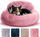 Cozy Plush Donut Pet Bed with Raised Rim, Washable Faux Fur Cat & Dog Couch, Winter Warm Supportive Nest for Small to Large Breeds (S, Pink) In Australia - Darrahopens