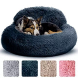 Cozy Plush Donut Pet Bed with Raised Rim, Washable Faux Fur Cat & Dog Couch, Winter Warm Supportive Nest for Small to Large Breeds (S, Pink)
