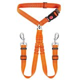 Dual-Head Pet Car Seat Belt with 360° Swivel Tangle-Free Leash for Two Dogs - Adjustable Safety Restraint for Car Travel and Outdoor Walking, Reflective Nylon Webbing (Blue)