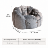 Cozy Bean Bag Sofa with Soft Corduroy Cover and High-Density Foam Filling for Living Room Bedroom Balcony Relaxation (Grey)