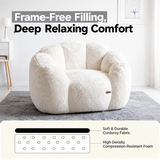 Cozy Bean Bag Sofa with Soft Corduroy Cover and High-Density Foam Filling for Living Room Bedroom Balcony Relaxation (White)