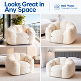 Cozy Bean Bag Sofa with Soft Corduroy Cover and High-Density Foam Filling for Living Room Bedroom Balcony Relaxation (White)