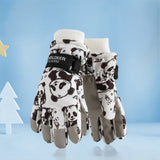 Waterproof Winter Snow Gloves for Kids with Touchscreen, Cartoon Print Design, Warm Fleece Lining, Adjustable Wrist Strap, Ideal for Skiing, Snowman Building, and Outdoor Play (L, White(Space))