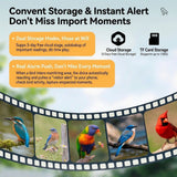 Smart Bird Feeder with 2K-4K Ultra HD AI Bird Recognition, Solar-Powered Outdoor Camera Feeder for Garden, Balcony, or Tree Mounting, Ideal for Bird Watching Enthusiasts and Backyard Wildlife Lovers (2K, Apricot)