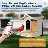 Smart Bird Feeder with 2K-4K Ultra HD AI Bird Recognition, Solar-Powered Outdoor Camera Feeder for Garden, Balcony, or Tree Mounting, Ideal for Bird Watching Enthusiasts and Backyard Wildlife Lovers (2K, Green)