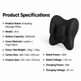 Wireless Neck Shoulder Massage Pillow with Heat, Ergonomic Shiatsu Kneading Cushion for Office Home Travel, Multi-Position Back Lumbar Leg Relaxation (Black)