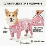 Cozy Winter Pet Fleece Four-Legged Bodysuit, Warm Flannel Full-Body Pajamas for Small to Medium Dogs, Star & Moon Print, Elastic Cuffs for Easy Wear (M, Grey) In Australia - Darrahopens