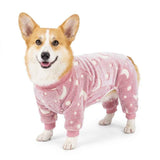 Cozy Winter Pet Fleece Four-Legged Bodysuit, Warm Flannel Full-Body Pajamas for Small to Medium Dogs, Star & Moon Print, Elastic Cuffs for Easy Wear (XL, Pink) In Australia - Darrahopens