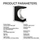 Solar Crescent Moon Step Light with Monocrystalline Silicon Panel, ABS & PS Construction, IP65 Waterproof, 3000K Warm White or 6000K Cool White Options for Outdoor Garden Paths, Driveways, and Wooden Deck Stairs (12PCS, Cool White Light)