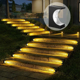 Solar Crescent Moon Step Light with Monocrystalline Silicon Panel, ABS & PS Construction, IP65 Waterproof, 3000K Warm White or 6000K Cool White Options for Outdoor Garden Paths, Driveways, and Wooden Deck Stairs (12PCS, Cool White Light)