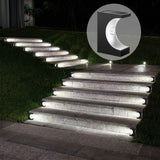 Solar Crescent Moon Step Light with Monocrystalline Silicon Panel, ABS & PS Construction, IP65 Waterproof, 3000K Warm White or 6000K Cool White Options for Outdoor Garden Paths, Driveways, and Wooden Deck Stairs (6PCS, Cool White Light)