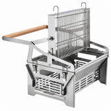 Foldable Portable Flip BBQ Grill and Fire Pit, 304 Stainless Steel Outdoor Camping Picnic Garden Barbecue Stove with Wooden Handle and Storage Bag (Silver)