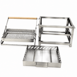 Darrahopens Home & Garden > BBQ > BBQs & Accessories Portable Double-Sided Flip Charcoal Grill with 304 Stainless Steel Body and Wooden Handles for Outdoor Camping Picnics Park Parties and Garden Barbecues (A) In Australia - Darrahopens