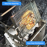Darrahopens Home & Garden > BBQ > BBQs & Accessories Portable Double-Sided Flip Charcoal Grill with 304 Stainless Steel Body and Wooden Handles for Outdoor Camping Picnics Park Parties and Garden Barbecues (A) In Australia - Darrahopens