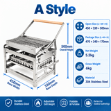 Darrahopens Home & Garden > BBQ > BBQs & Accessories Portable Double-Sided Flip Charcoal Grill with 304 Stainless Steel Body and Wooden Handles for Outdoor Camping Picnics Park Parties and Garden Barbecues (B) In Australia - Darrahopens