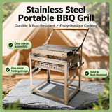 Darrahopens Home & Garden > BBQ > BBQs & Accessories Portable Double-Sided Flip Charcoal Grill with 304 Stainless Steel Body and Wooden Handles for Outdoor Camping Picnics Park Parties and Garden Barbecues (B) In Australia - Darrahopens