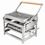 Darrahopens Home & Garden > BBQ > BBQs & Accessories Portable Double-Sided Flip Charcoal Grill with 304 Stainless Steel Body and Wooden Handles for Outdoor Camping Picnics Park Parties and Garden Barbecues (B) In Australia - Darrahopens