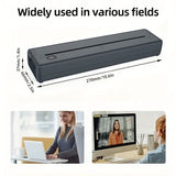 Portable A4 Thermal Printer with Bluetooth Wireless Connectivity, Inkless Printing for Home, Office, and Tattoo Transfer Use on Paper and Various Media (Black)