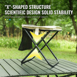 Ultra-Portable Folding Stool with Crossbody Storage Bag – Heavy-Duty Carbon Steel Frame, Oxford Fabric Seat, Side Mesh Pocket, Ideal for Camping, Commuting, Queueing, and On-the-Go Seating (M, Black)
